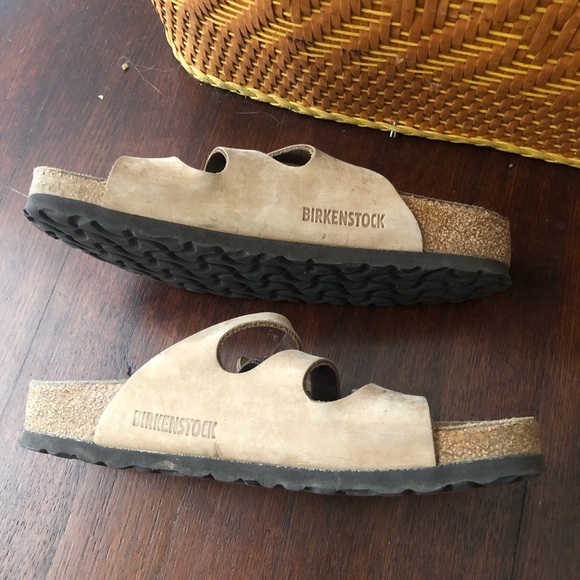 Birkenstock Florida Soft Footbed Tan Leather Sandal Slides - Picture 6 of 9